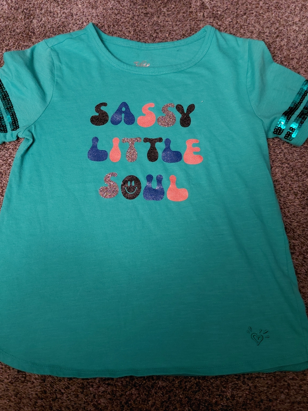 Girls Turquoise Tee with Multic Color Glitter "Sassy Little Soul"